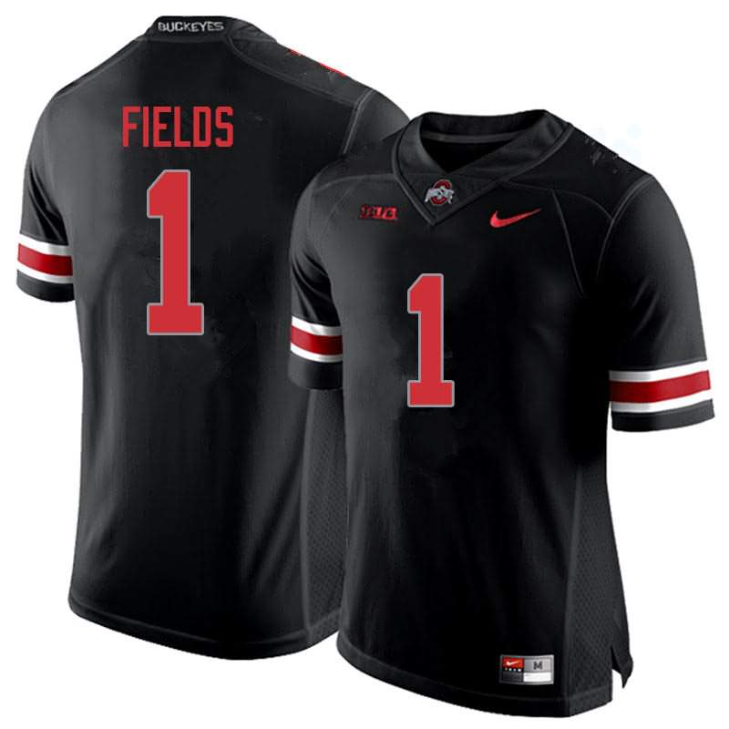 Men's Nike Ohio State Buckeyes Justin Fields #1 Blackout College Football Jersey Official SKD84Q6A