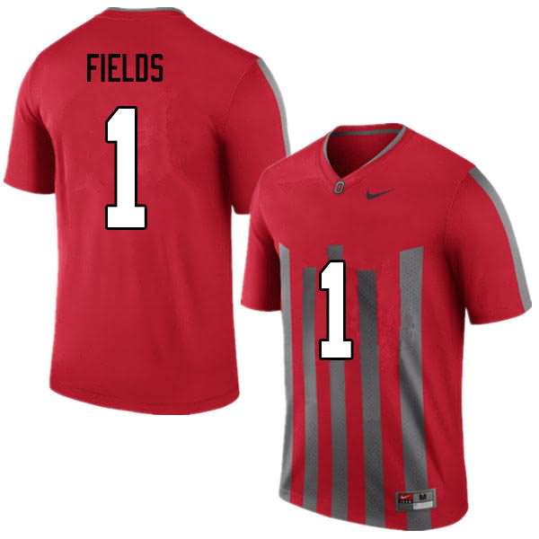 Men's Nike Ohio State Buckeyes Justin Fields #1 Throwback College Football Jersey Discount EPG07Q6D