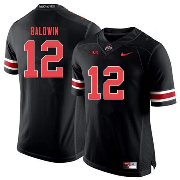 Men's Nike Ohio State Buckeyes Matthew Baldwin #12 Black Out College Football Jersey Spring ZYY26Q4K