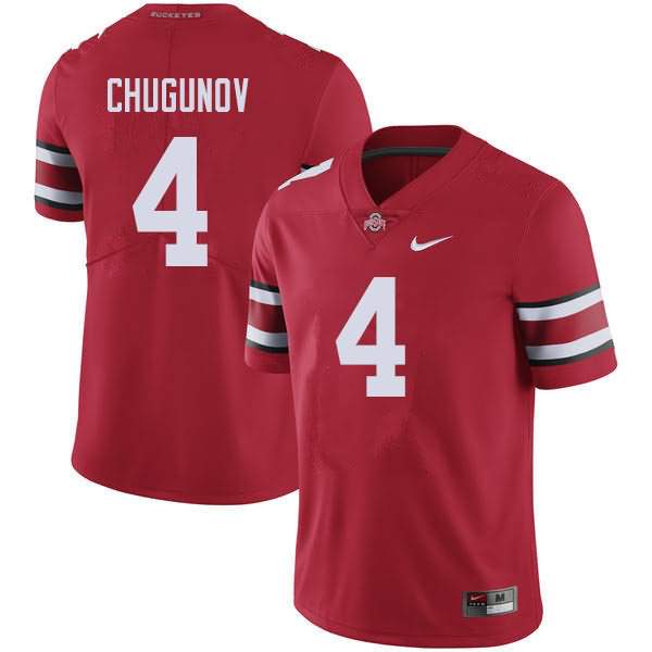 Men's Nike Ohio State Buckeyes Chris Chugunov #4 Red College Football Jersey October SLX33Q8K