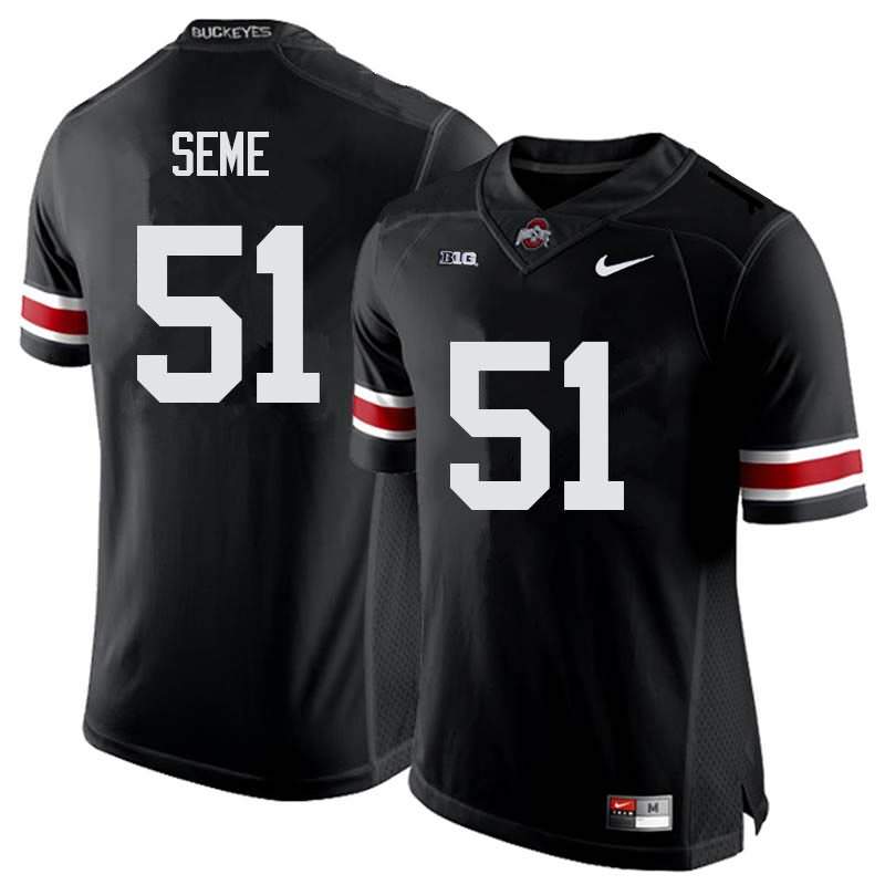 Men's Nike Ohio State Buckeyes Nick Seme #51 Black College Football Jersey Version PZI47Q1K