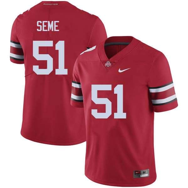 Men's Nike Ohio State Buckeyes Nick Seme #51 Red College Football Jersey Holiday BLV25Q2Y