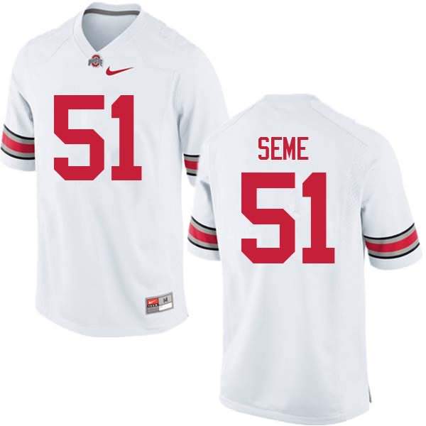 Men's Nike Ohio State Buckeyes Nick Seme #51 White College Football Jersey Damping GCD44Q5K