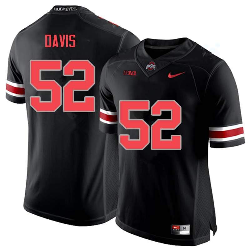Men's Nike Ohio State Buckeyes Wyatt Davis #52 Blackout College Football Jersey Ventilation XKD05Q3D