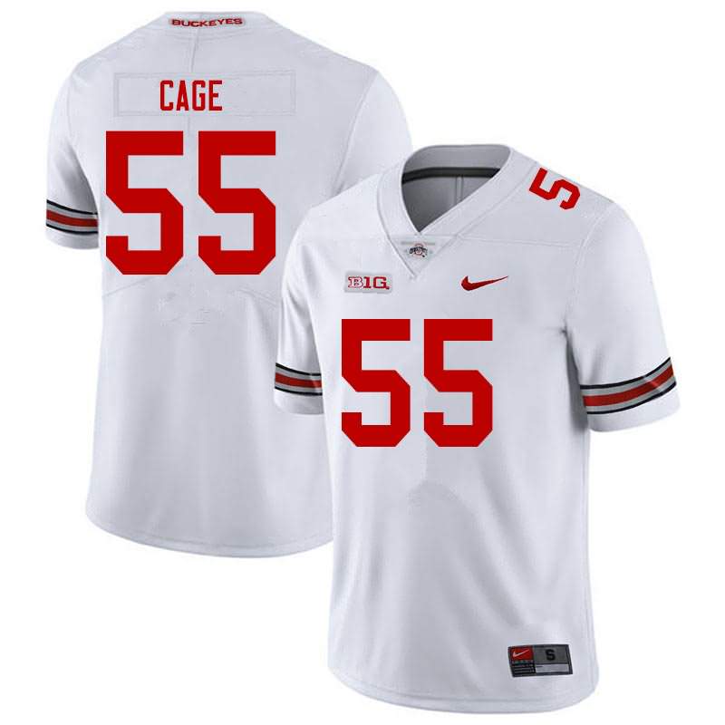 Men's Nike Ohio State Buckeyes Jerron Cage #55 White College Football Jersey Designated GEI85Q6P