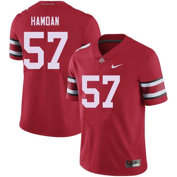Men's Nike Ohio State Buckeyes Zaid Hamdan #57 Red College Football Jersey Original XWU85Q0Q