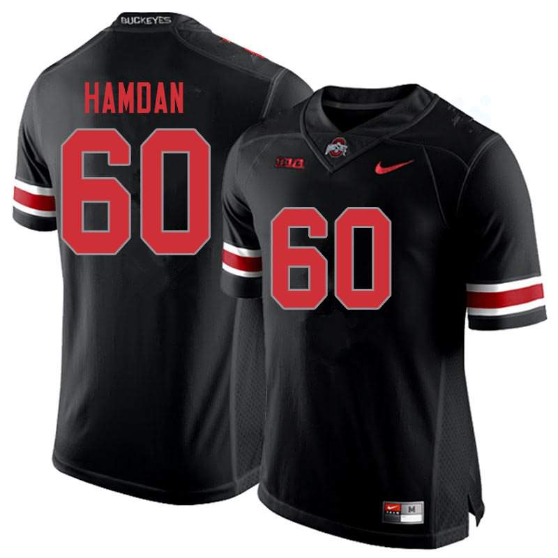 Men's Nike Ohio State Buckeyes Zaid Hamdan #60 Blackout College Football Jersey Official RWE51Q2U
