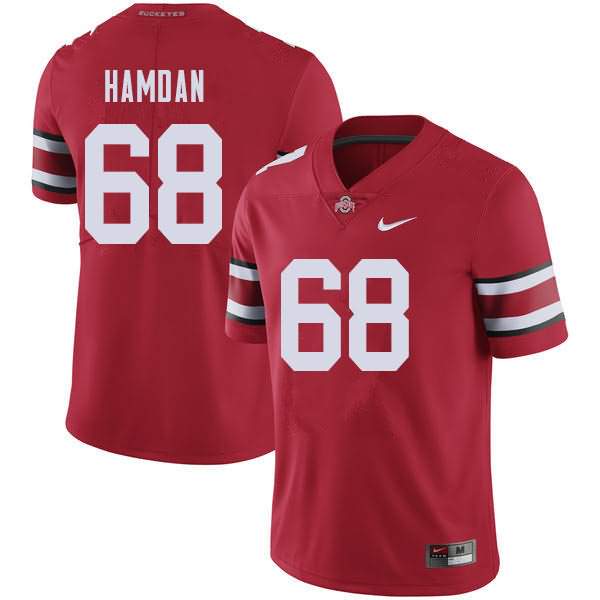 Men's Nike Ohio State Buckeyes Zaid Hamdan #68 Red College Football Jersey Damping ADK05Q8D