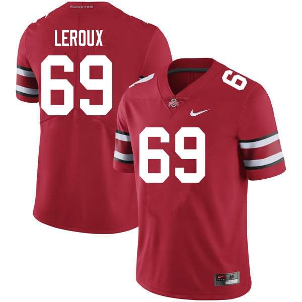 Men's Nike Ohio State Buckeyes Trey Leroux #69 Scarlet College Football Jersey Holiday UED85Q5U