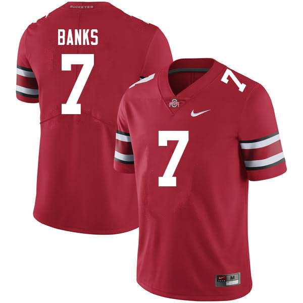 Men's Nike Ohio State Buckeyes Sevyn Banks #7 Scarlet College Football Jersey Style YKQ74Q4Q