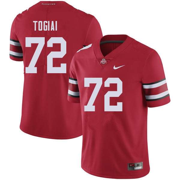 Men's Nike Ohio State Buckeyes Tommy Togiai #72 Red College Football Jersey Outlet DOL24Q7B