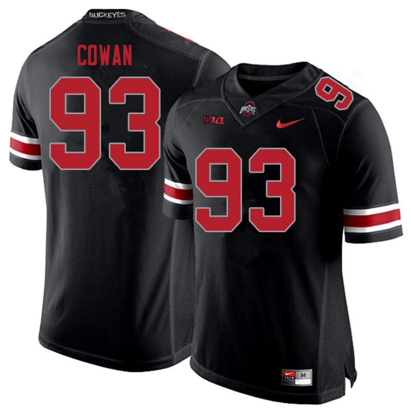 Men's Nike Ohio State Buckeyes Jacolbe Cowan #93 Blackout College Football Jersey Top Deals XHD75Q4U