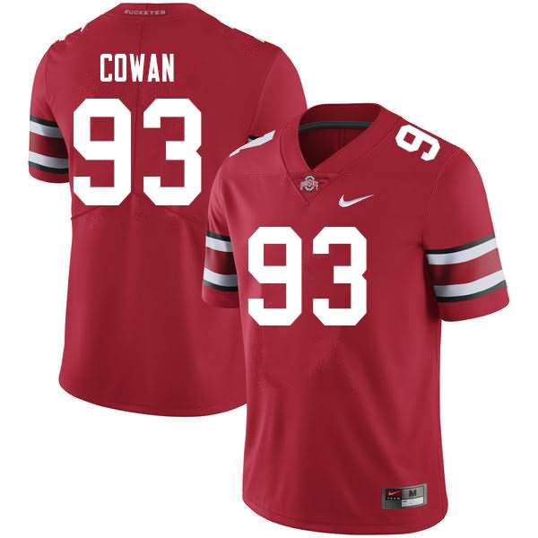 Men's Nike Ohio State Buckeyes Jacolbe Cowan #93 Scarlet College Football Jersey August XOH46Q5D