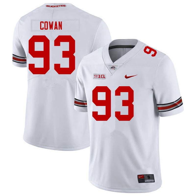 Men's Nike Ohio State Buckeyes Jacolbe Cowan #93 White College Football Jersey Supply WZD18Q5T