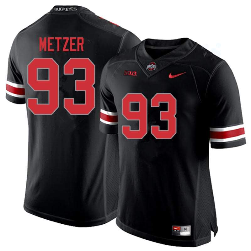 Men's Nike Ohio State Buckeyes Jake Metzer #93 Blackout College Football Jersey Breathable HXJ55Q8Y