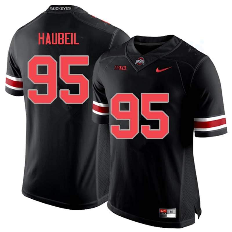 Men's Nike Ohio State Buckeyes Blake Haubeil #95 Blackout College Football Jersey May TDE25Q2C