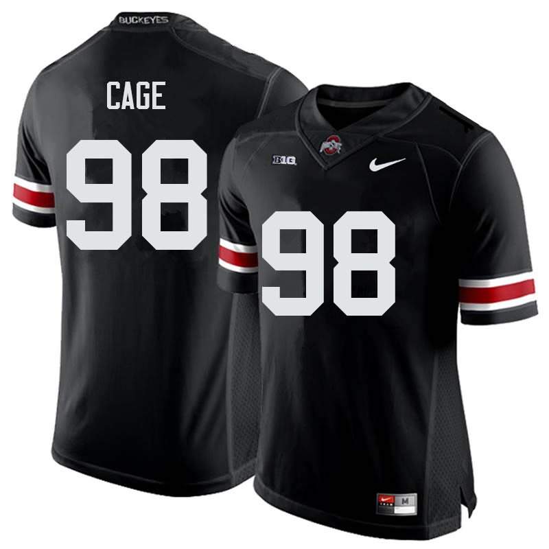 Men's Nike Ohio State Buckeyes Jerron Cage #98 Black College Football Jersey Discount DXA03Q5R