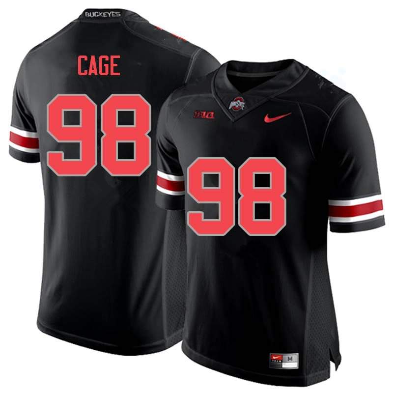 Men's Nike Ohio State Buckeyes Jerron Cage #98 Blackout College Football Jersey High Quality NRI33Q2X