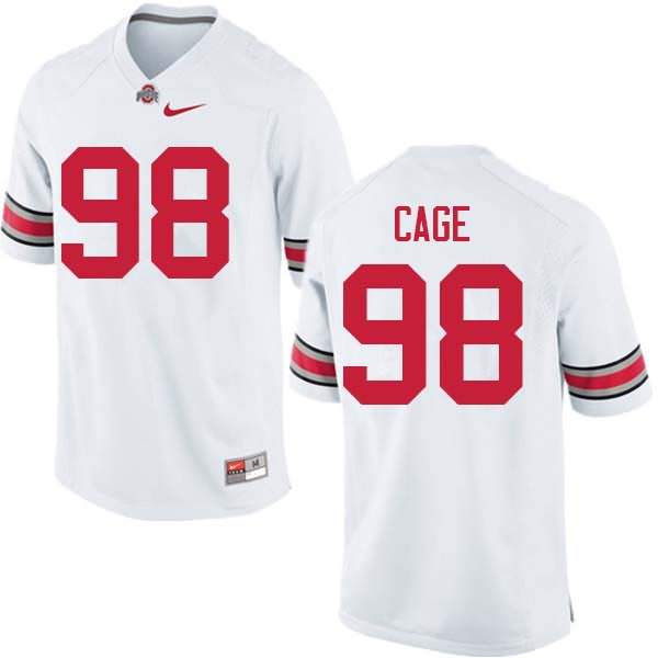 Men's Nike Ohio State Buckeyes Jerron Cage #98 White College Football Jersey Season RLU31Q7I