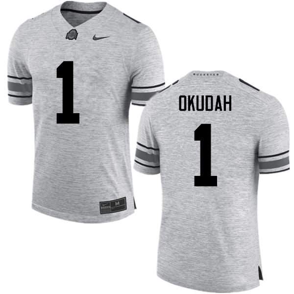 Men's Nike Ohio State Buckeyes Jeffrey Okudah #1 Gray College Football Jersey High Quality JWQ88Q7X