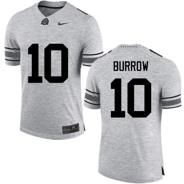 Men's Nike Ohio State Buckeyes Joe Burrow #10 Gray College Football Jersey Breathable ZEN45Q7R