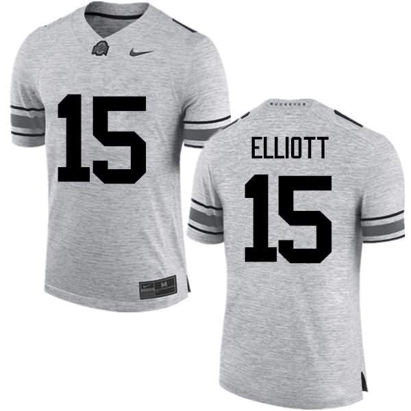 Men's Nike Ohio State Buckeyes Ezekiel Elliott #15 Gray College Football Jersey Super Deals NLA67Q8M