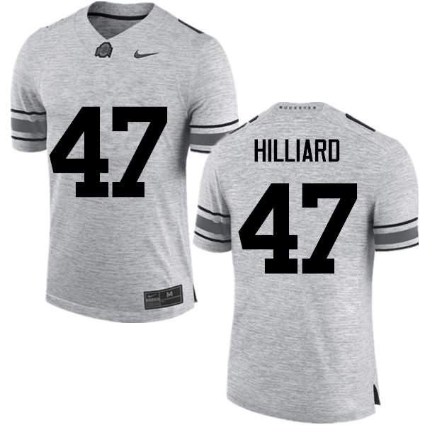 Men's Nike Ohio State Buckeyes Justin Hilliard #47 Gray College Football Jersey Official TSX08Q6E