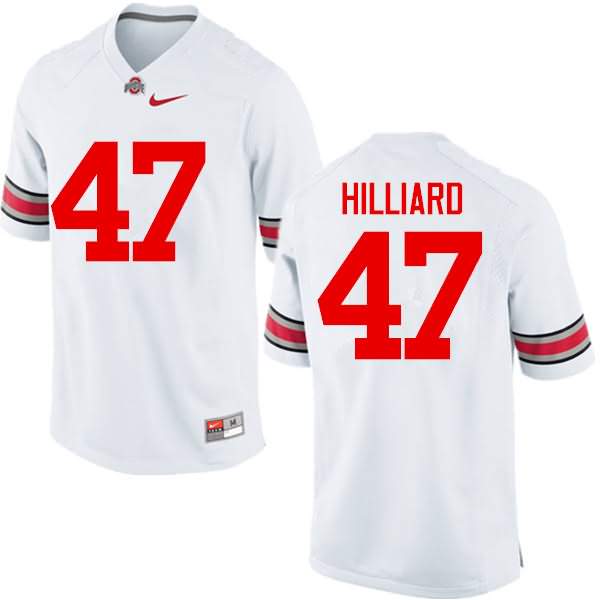 Men's Nike Ohio State Buckeyes Justin Hilliard #47 White College Football Jersey Real LTO33Q5R