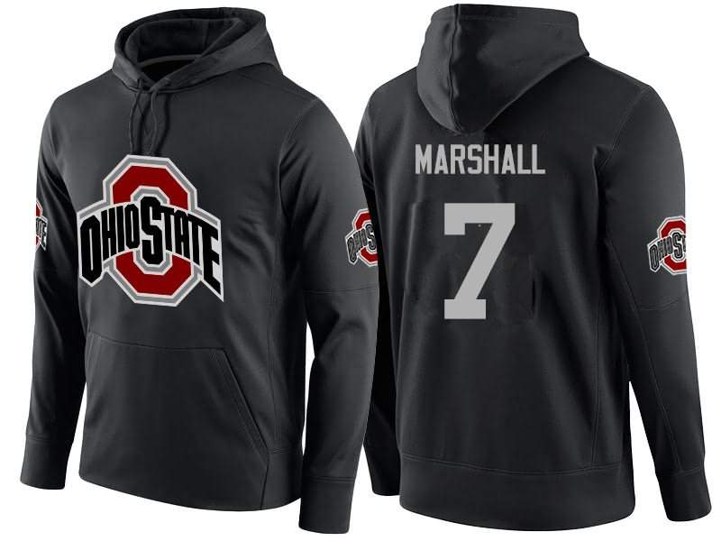 Men's Nike Ohio State Buckeyes Jalin Marshall #7 College Name-Number Football Hoodie Top Quality ZLU66Q1Y
