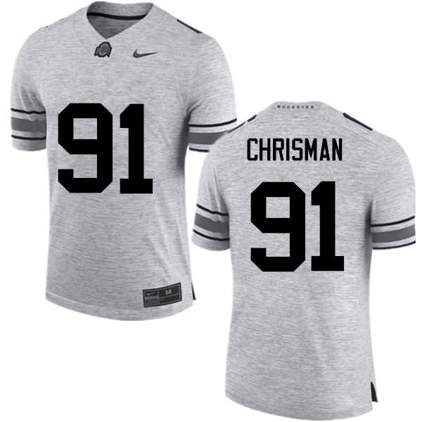 Men's Nike Ohio State Buckeyes Drue Chrisman #91 Gray College Football Jersey Latest LCR03Q6X