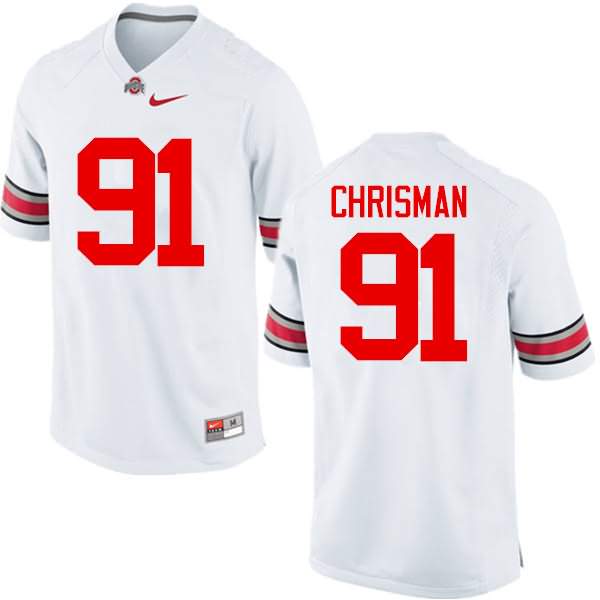 Men's Nike Ohio State Buckeyes Drue Chrisman #91 White College Football Jersey Discount USM46Q4U