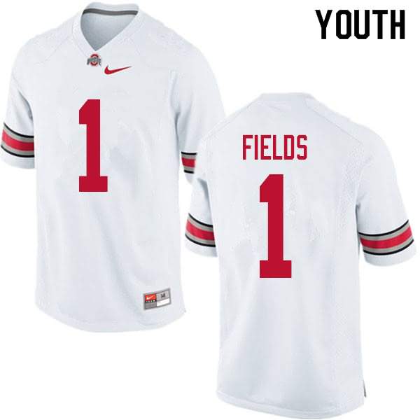 Youth Nike Ohio State Buckeyes Justin Fields #1 White College Football Jersey Winter QVH56Q7Y