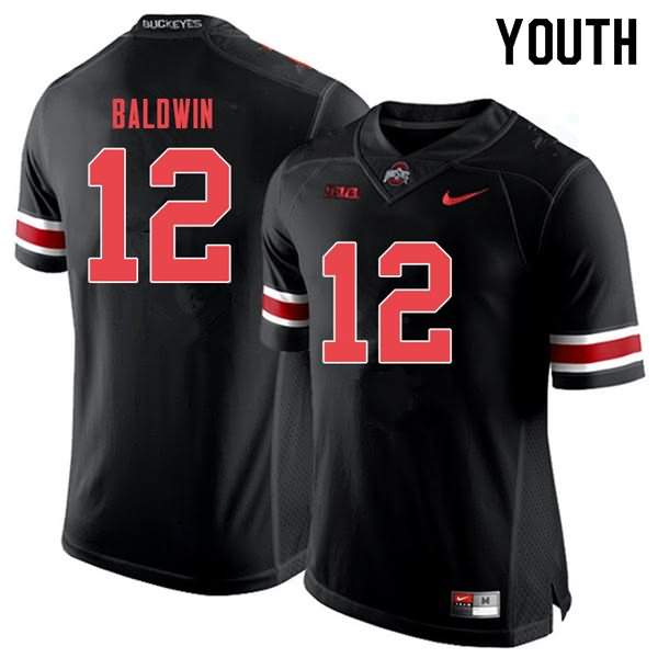 Youth Nike Ohio State Buckeyes Matthew Baldwin #12 Black Out College Football Jersey Authentic IBG60Q5K