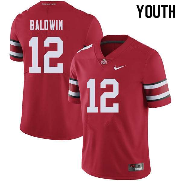 Youth Nike Ohio State Buckeyes Matthew Baldwin #12 Red College Football Jersey June IME41Q4Z