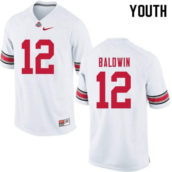 Youth Nike Ohio State Buckeyes Matthew Baldwin #12 White College Football Jersey Top Quality VQP38Q4G