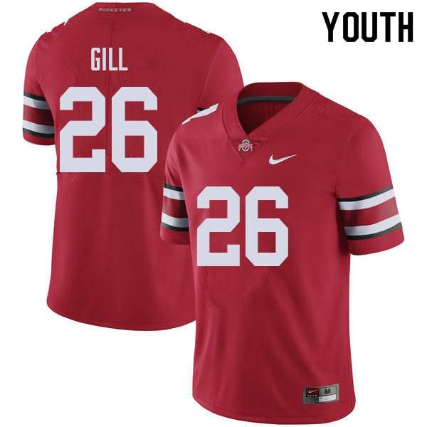 Youth Nike Ohio State Buckeyes Jaelen Gill #26 Red College Football Jersey Original XHT42Q0K
