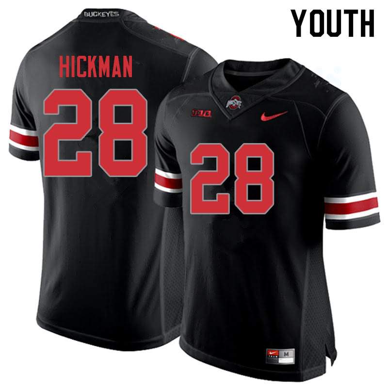Youth Nike Ohio State Buckeyes Ronnie Hickman #28 Blackout College Football Jersey New Style KGJ27Q4L