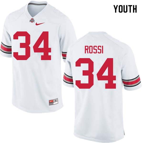 Youth Nike Ohio State Buckeyes Mitch Rossi #34 White College Football Jersey High Quality JWL53Q6J
