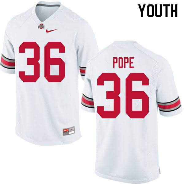 Youth Nike Ohio State Buckeyes K'Vaughan Pope #36 White College Football Jersey Holiday JYB63Q7H