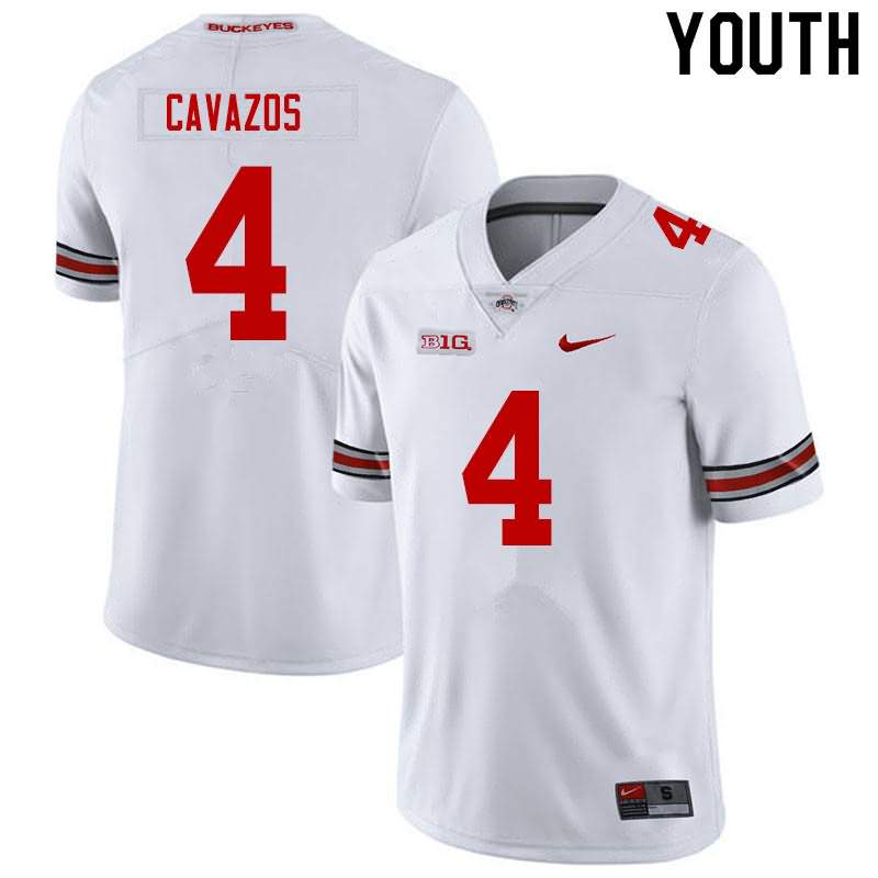 Youth Nike Ohio State Buckeyes Lejond Cavazos #4 White College Football Jersey Stock IJD41Q7D