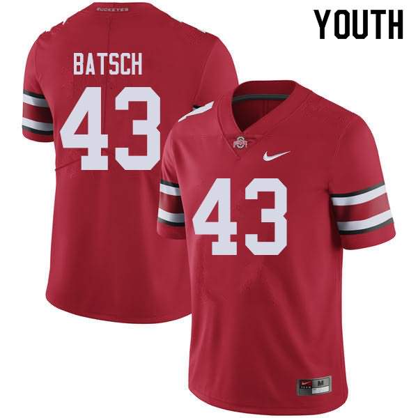 Youth Nike Ohio State Buckeyes Ryan Batsch #43 Red College Football Jersey Trade PQV68Q7P