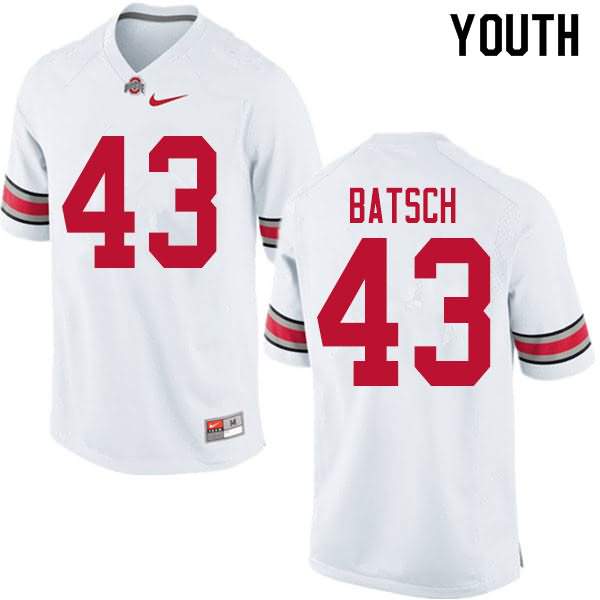 Youth Nike Ohio State Buckeyes Ryan Batsch #43 White College Football Jersey OG MTE23Q8Z