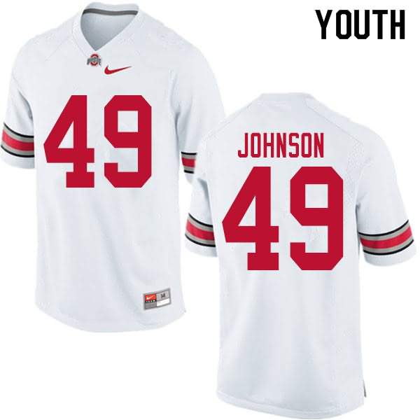 Youth Nike Ohio State Buckeyes Xavier Johnson #49 White College Football Jersey Cheap ZNO17Q8C