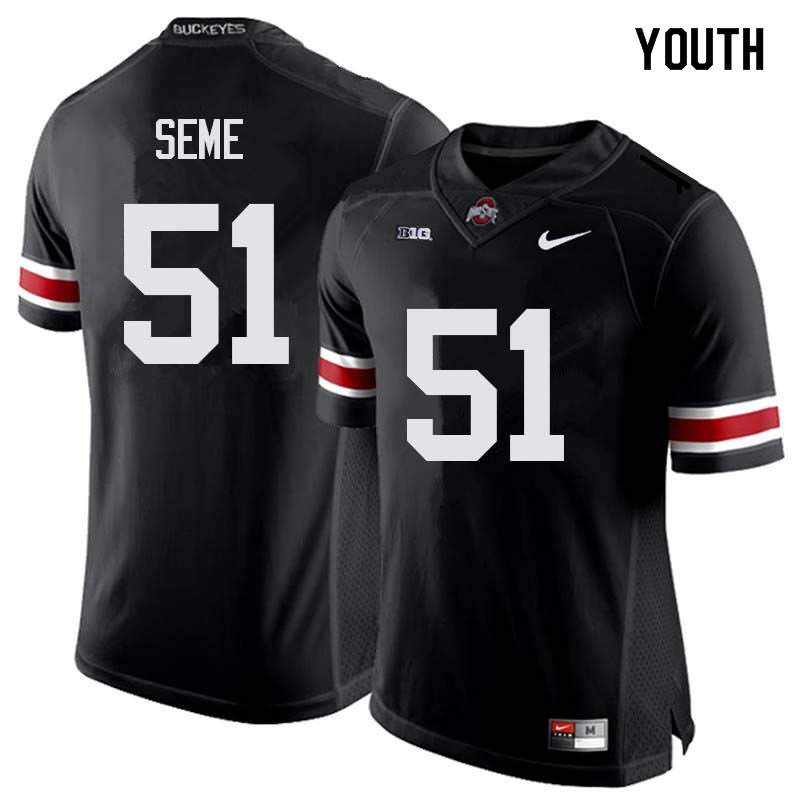Youth Nike Ohio State Buckeyes Nick Seme #51 Black College Football Jersey Official YHS64Q0Q