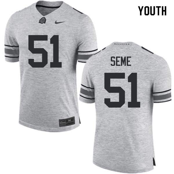 Youth Nike Ohio State Buckeyes Nick Seme #51 Gray College Football Jersey January LCS87Q3S