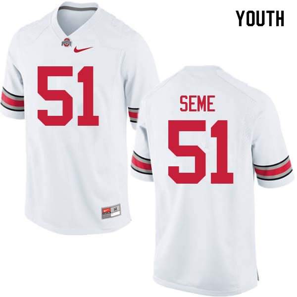 Youth Nike Ohio State Buckeyes Nick Seme #51 White College Football Jersey August PEQ11Q4B