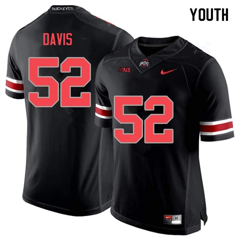 Youth Nike Ohio State Buckeyes Wyatt Davis #52 Blackout College Football Jersey Original TQA68Q4P