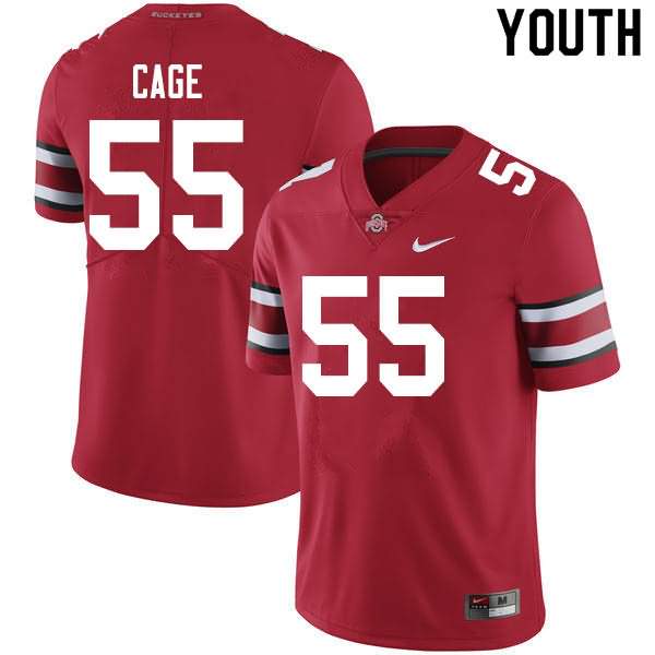 Youth Nike Ohio State Buckeyes Jerron Cage #55 Scarlet College Football Jersey Season NDY01Q5R