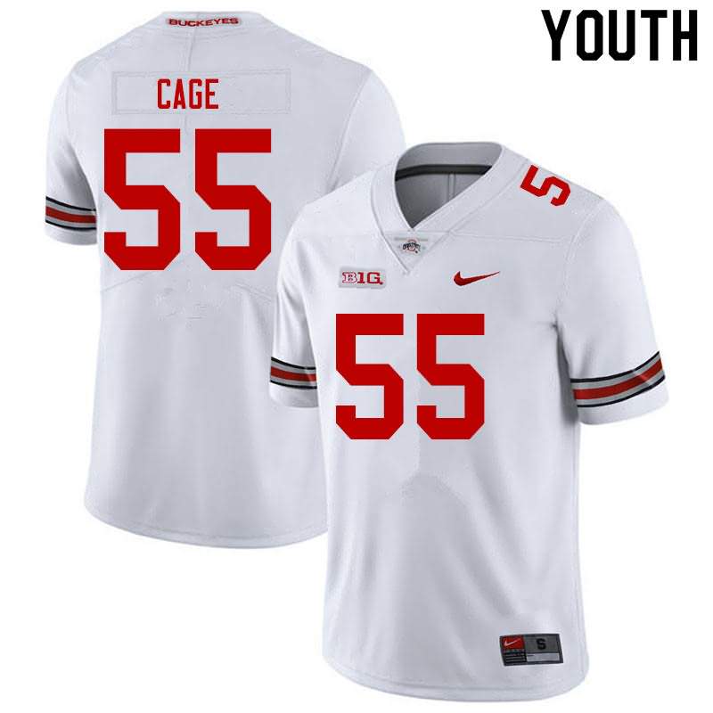 Youth Nike Ohio State Buckeyes Jerron Cage #55 White College Football Jersey June DAN08Q8X