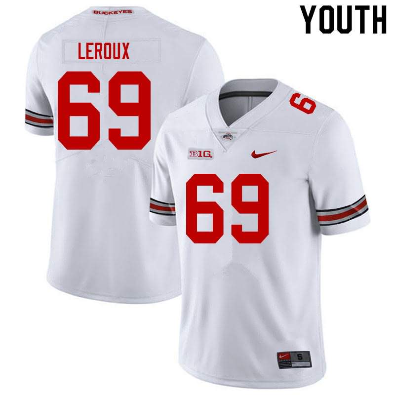 Youth Nike Ohio State Buckeyes Trey Leroux #69 White College Football Jersey New Release AOC86Q5Y